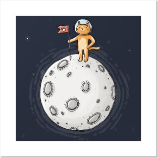 Cat on the moon Posters and Art